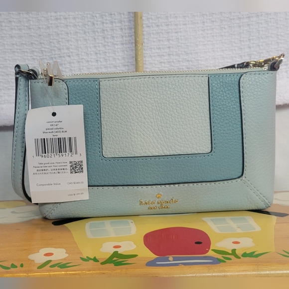 kate spade Handbags - kate spade Two-Tone Light Blue Leather Clutch Bag